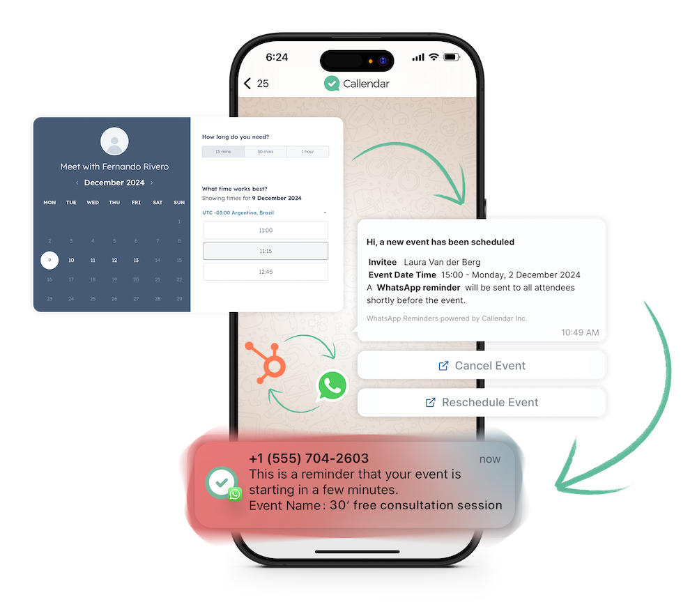 Recordatorio de WhatsApp para HubSpot